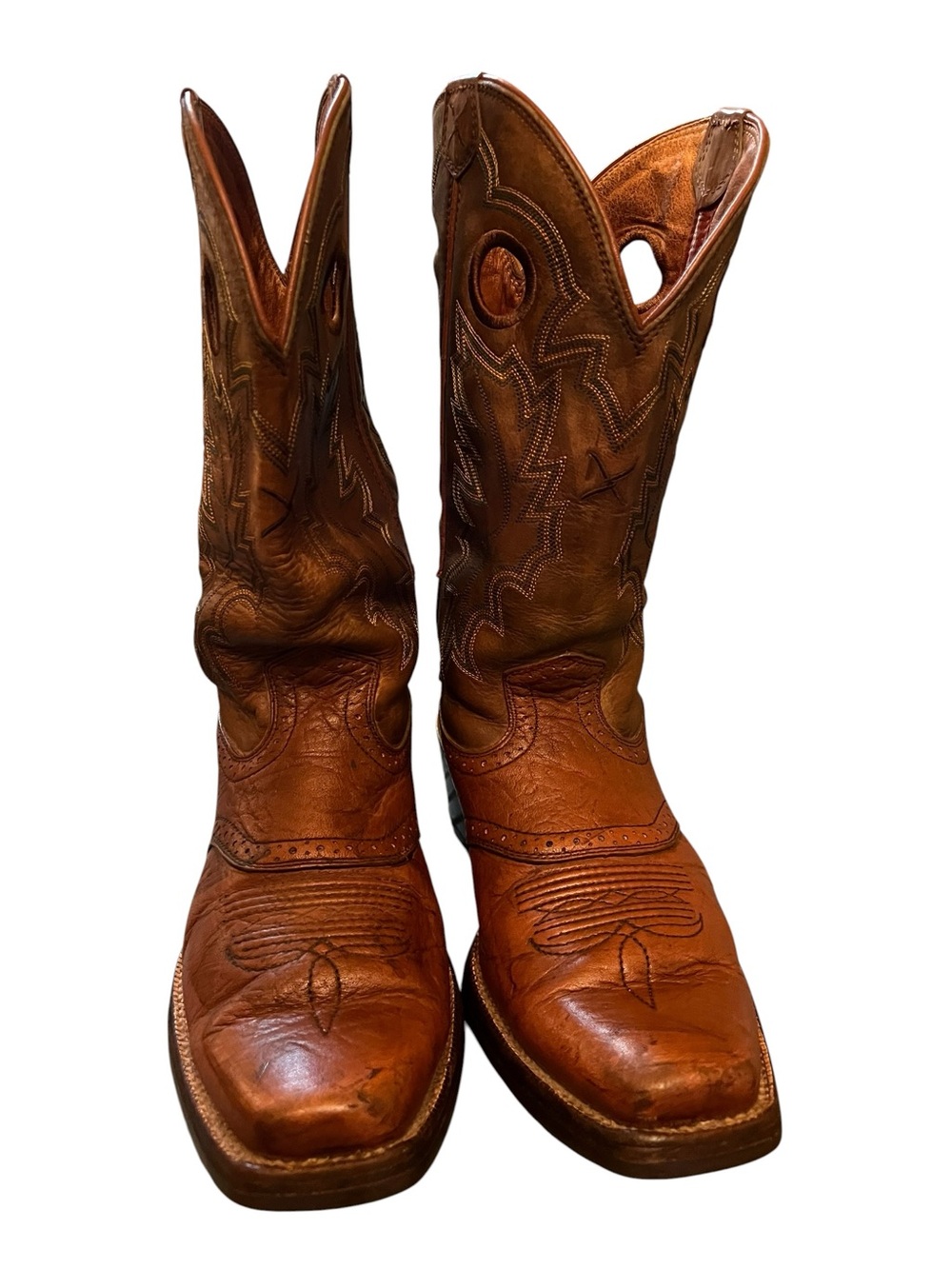 Chestnut & Tan Embroidered Leather Western Boots